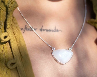 Moonstone half moon Necklace ~ Sterling Silver 925 ~Jewelry ~ Gift For Her ~ Minimalist~ Handmade~ Thin Chain~ Delicate ~Layered ~ MN088