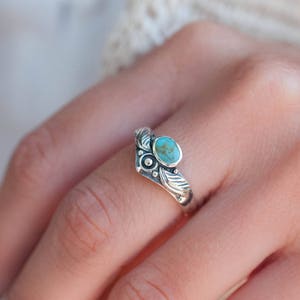 Turquoise Ring ~ Sterling Silver 925 ~ Handmade ~ Everyday ~Statement ~Stackable ~Tear Drop ~Gift for her ~Boho ~ Hippie ~Bohemian ~ MR133