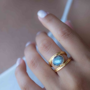 Rainbow Labradorite Ring ~ Gemstone ~ Natural ~ 18k Gold Plated ~ Jewelry ~ Handmade~February Birthstone - MR308
