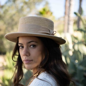 Boater Hat ~ One of a kind ~ Straw ~ bohemian hat ~ Modern ~ Festival ~ Fashion Hat ~ Handmade MH009