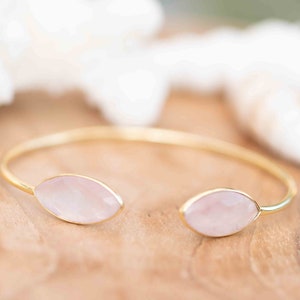 Rose quartz Adjustable Bracelet ~ Gold Plated 18k or Silver Plated ~ Handmade ~Statement~Bohemian ~Jewelry ~Gift For Her ~Gemstone MB040A