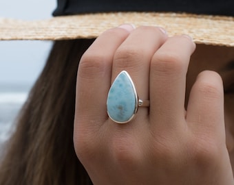 Caratera Larimar Oxidized Sterling Silver 925 Statement Ring Caratera Larimar Oxidized Sterling Silver 925 Statement Ring