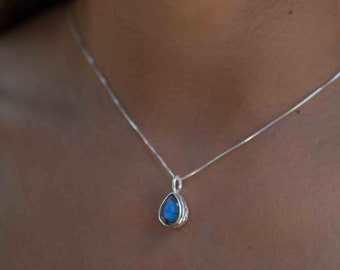 Labradorite, Aqua Chalcedony, Rose Quartz, Moonstone ~ Tear Drop ~ Sterling Silver ~ Charm ~ Layered ~ minimalist ~ delicate MN188