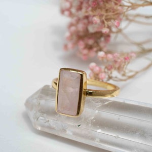 Rose Quartz Ring ~ Gemstone ~ Natural ~ 18k Gold Plated ~ Jewelry ~ Handmade~ January Birthstone - MR138