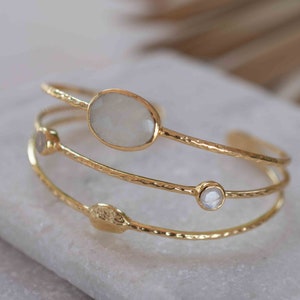 Moonstone Adjustable Bracelet ~ Gold Plated 18k ~ Handmade ~Statement  Hippie ~Bohemian ~Jewelry ~Gift For Her ~Gemstone ~Body ~ MB051