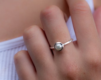 Pearl Ring ~ Delicate ~ Sterling Silver 925 ~ Handmade ~ Gemstone~Statement ~Everyday~ Hippie~Bohemian~Stackable MR242