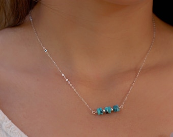Turquoise necklace~ Sterling Silver 925 or Gold Filled ~ Choker ~ Jewelry ~ Gift For Her ~ Minimalist~ Handmade~ Thin Chain MN021