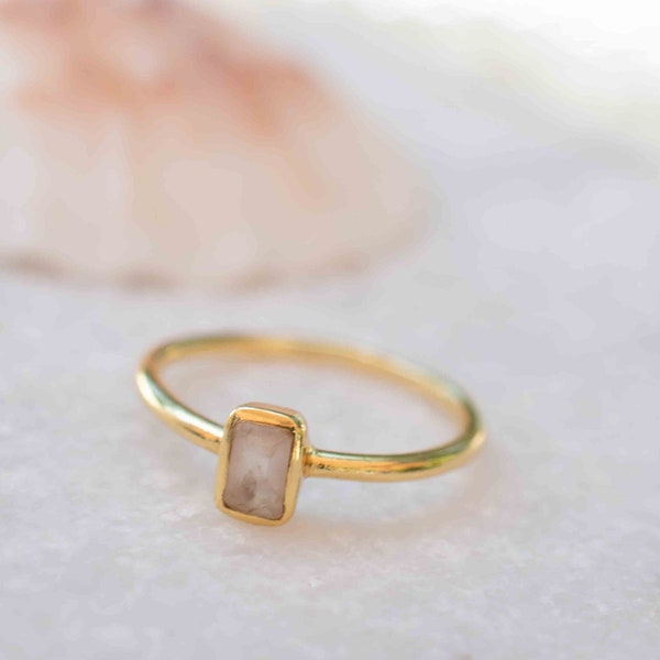 Rose Quartz Ring ~ Gemstone ~ Natural ~ 18k Gold Plated ~ Jewelry ~ Handmade~ January Birthstone - MR321