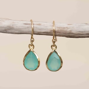 Orecchini a goccia in calcedonio acquamarina ~ Gioielli ~ Placcati in oro 18k ~ Naturali ~ Minimalisti per tutti i giorni ~ Regalo per lei ~ Boho ~ Hippie ~ ME191