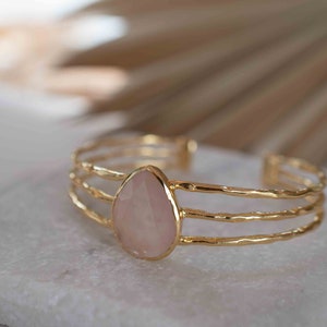 Rose quartz Adjustable Bracelet ~ Gold Plated 18k or Silver Rodhium plated~ Handmade ~  Hippie ~Bohemian ~Jewelry ~Gemstone ~Body MB045