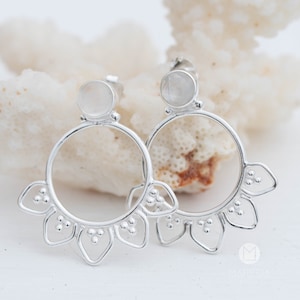 Labradorite or Moonstone Earrings ~ Sterling Silver 925  ~ Gemstone ~ Post ~ Stud ~Handmade ~ Jewelry ~ Gift For Her ~ Maresia ME156