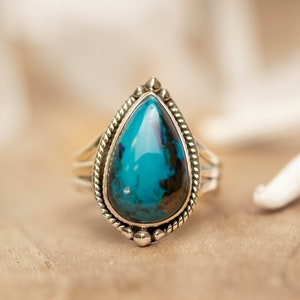 Azurite Tear Drop Ring Gemstone Natural Sterling Silver 925 Jewelry Handmade MR261 image 4