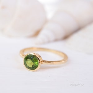 Peridot Gold Ring ~ Delicate ~ 18k Gold Plated ~ Handmade ~ Gemstone~Statement ~Everyday~ Hippie~Bohemian~Stackable MR212