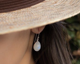 Moonstone Earrings ~ Sterling Silver 925 ~ June Birthstone ~ Gemstone ~ Dangle ~ Handmade ~ Jewelry ~ Tear Drop ~ Maresia ~ Boho ~ ME142