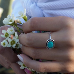 Howlite dyed Turquoise  Ring ~ Sterling Silver 925 ~ Handmade Everyday ~ Solitaire ~ Hippie ~ Bohemian ~December Birthstone  ~ MR180