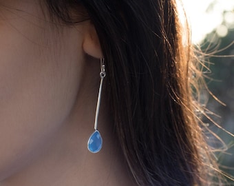 Blue Chalcedony Earrings ~ Long Earrings Sterling Silver 925  ~ Gemstone ~ Dangle ~ Handmade ~ Jewelry ~ Gift For Her ~ Maresia ~ ME132