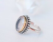 Rose Quartz Ring Birthstone Sterling Silver 925 Gemstone Jewelry Statement Boho Handmade Bohemian Hippie Gypsy MR001