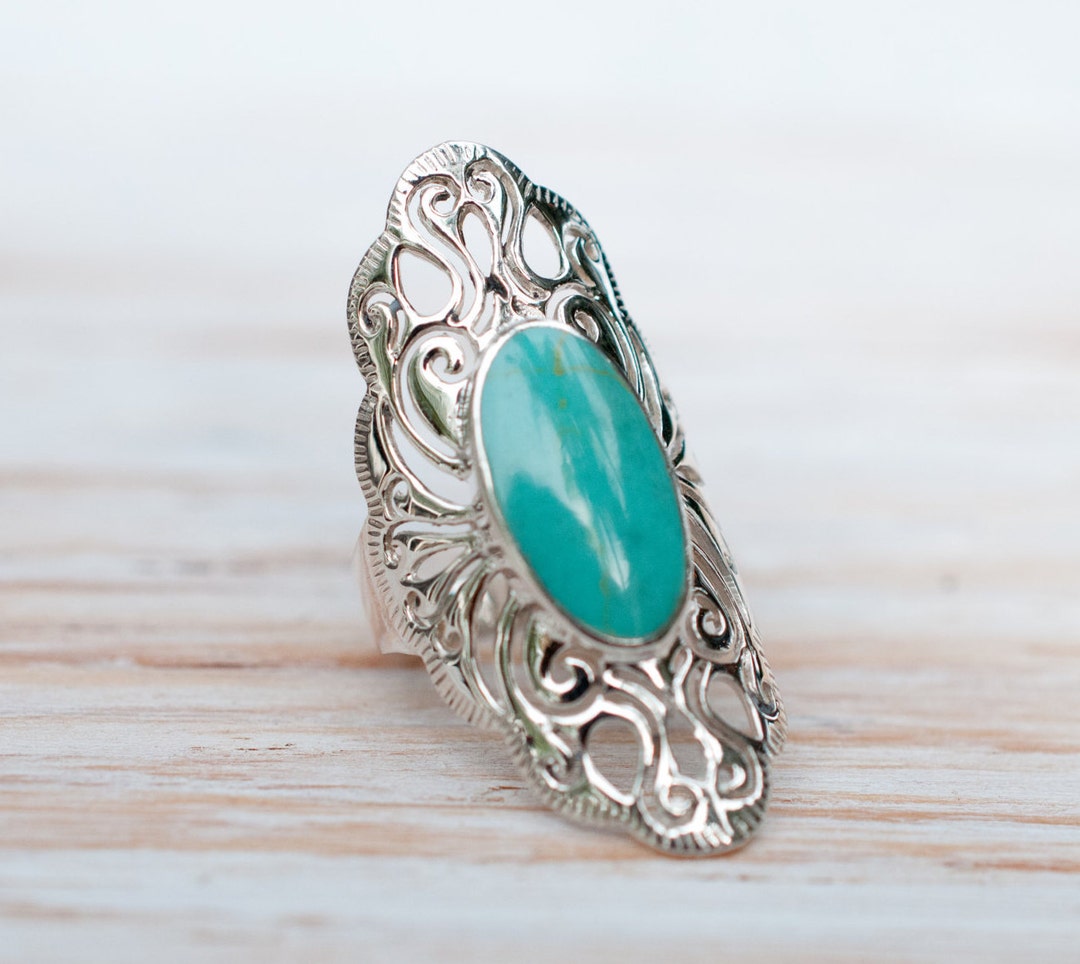 Turquoise Ring ~ Sterling Silver 925 ~ Handmade ~ Everyday ~ Statement ...