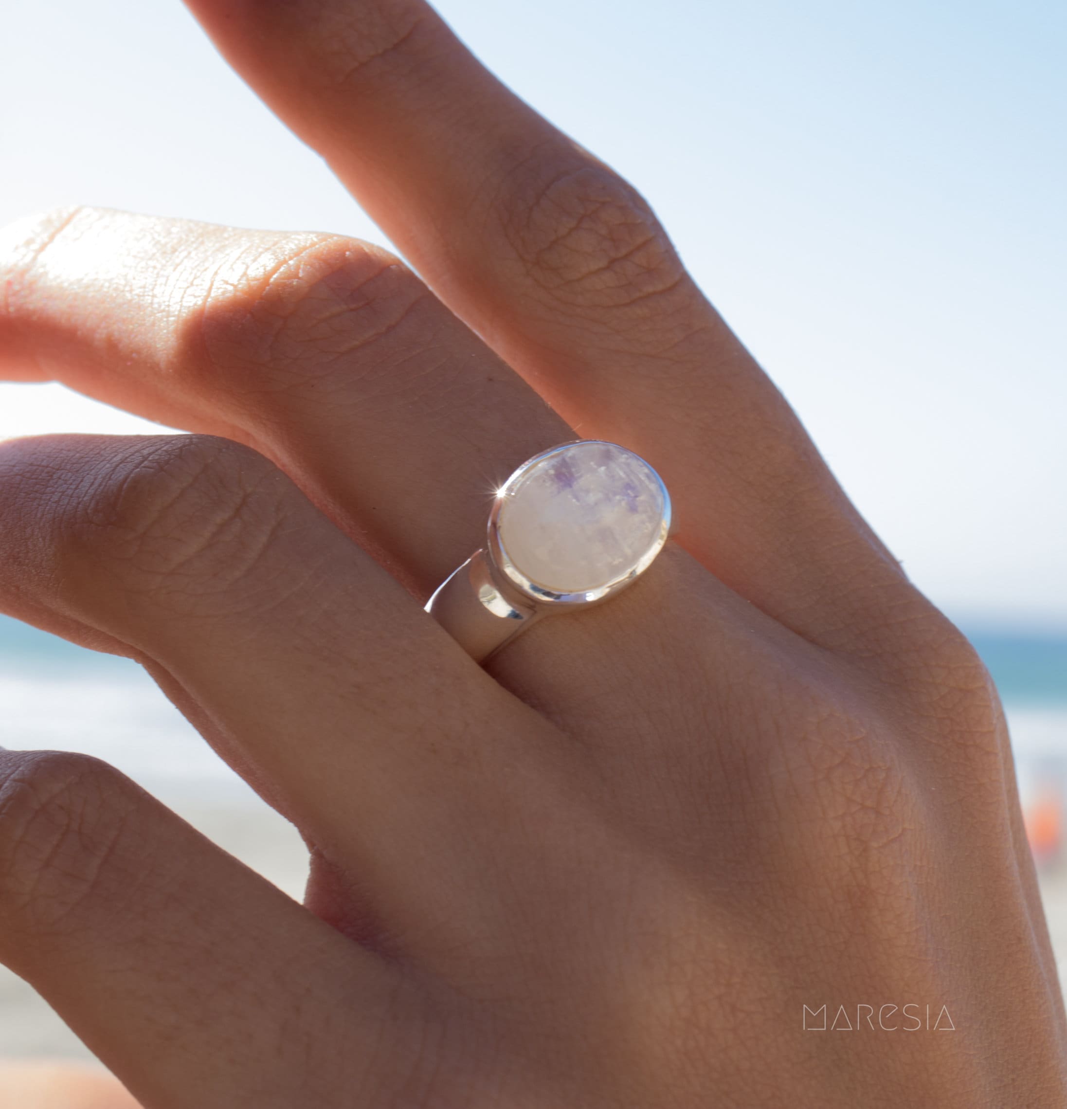 Moonstone ~ Sterling Silver 925 ~ Handmade ~ Gemstone ~ Statement ~ Everyday ~  oval stone ~ Hippie ~Bohemian~June Birthstone~MR156