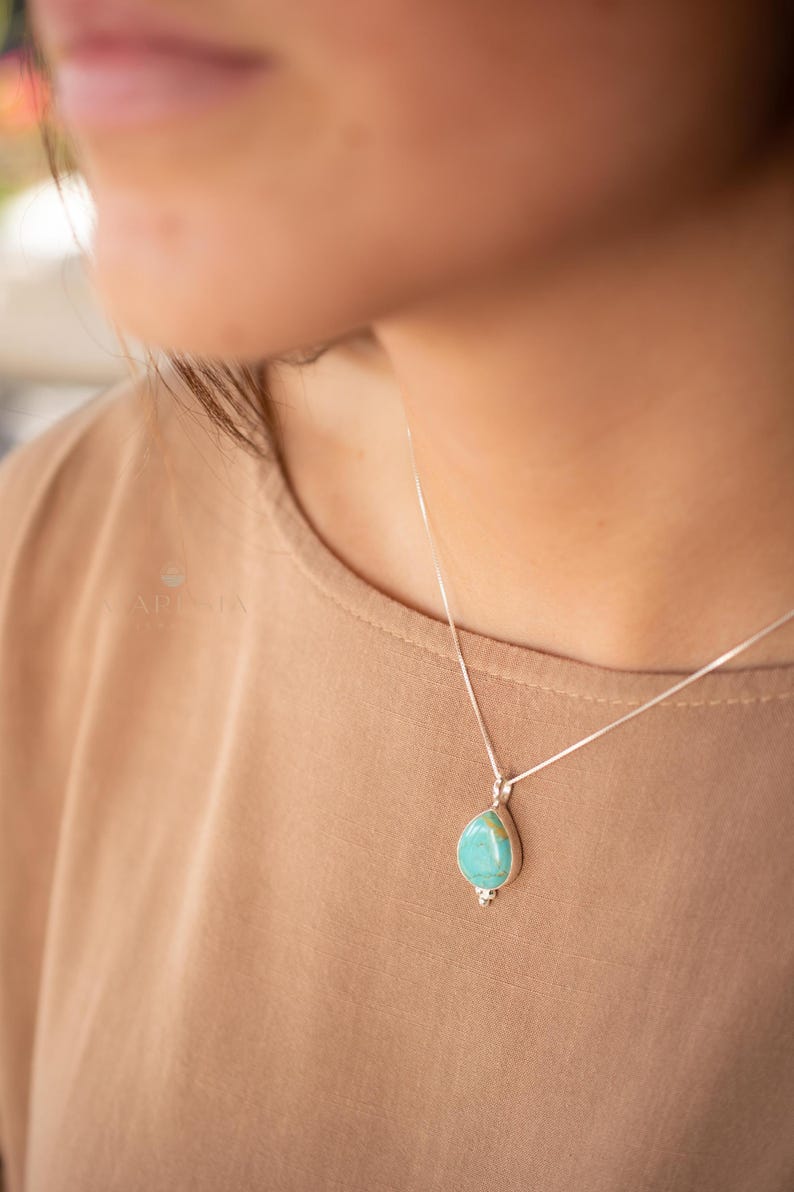 Turquoise, Larimar, Labradorite and Moonstone Tear Drop Necklace ~ Sterling Silver ~ Charm ~ Layered ~ minimalist ~ delicate MN165 image 8