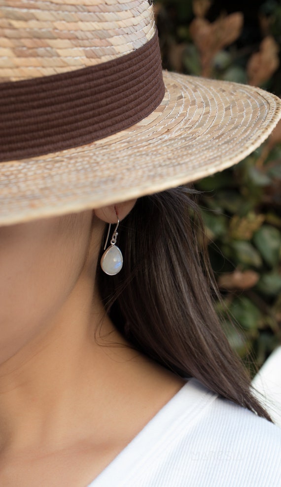 Moonstone Earrings ~ Sterling Silver 925 ~ June Birthstone ~ Gemstone ~ Dangle ~ Handmade ~ Jewelry ~ Tear Drop ~ Maresia ~ Boho ~ ME142