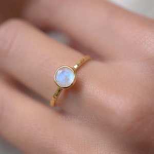 Moonstone Gold Ring ~ Delicate ~ 18k Gold Plated ~ Handmade ~ Gemstone~Statement ~Everyday~ Hippie~Bohemian~June Birthstone~Stackable MR101