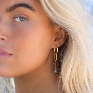 Tahitiperlen Ohrringe ~ 14k Gold filled, Rosegold filled oder Sterling Silber 925 ~ Hoop ~ Schmuck ~ Natur ~ Organic ~ Everyday ~ ME220