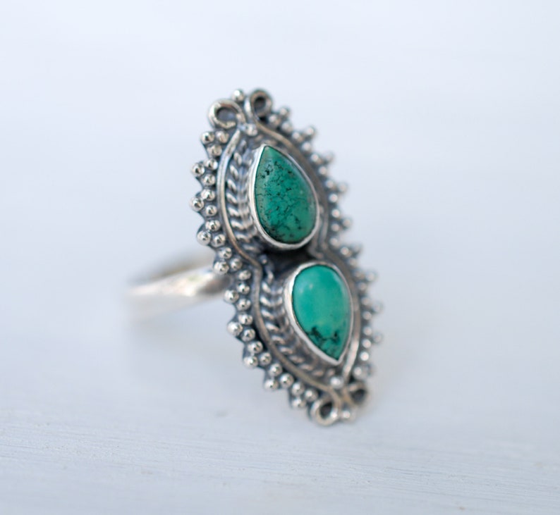 Turquoise Ring ~ Sterling Silver 925 ~ Handmade ~ Statement ~ Hippie ...