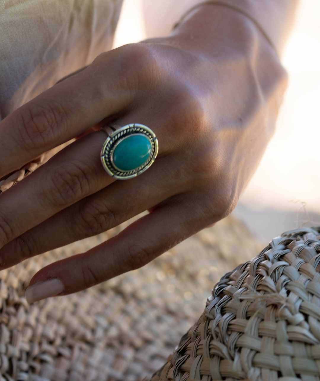 Turquoise Ring ~ Sterling Silver 925 ~ Handmade ~ Statement ~ Hippie ...