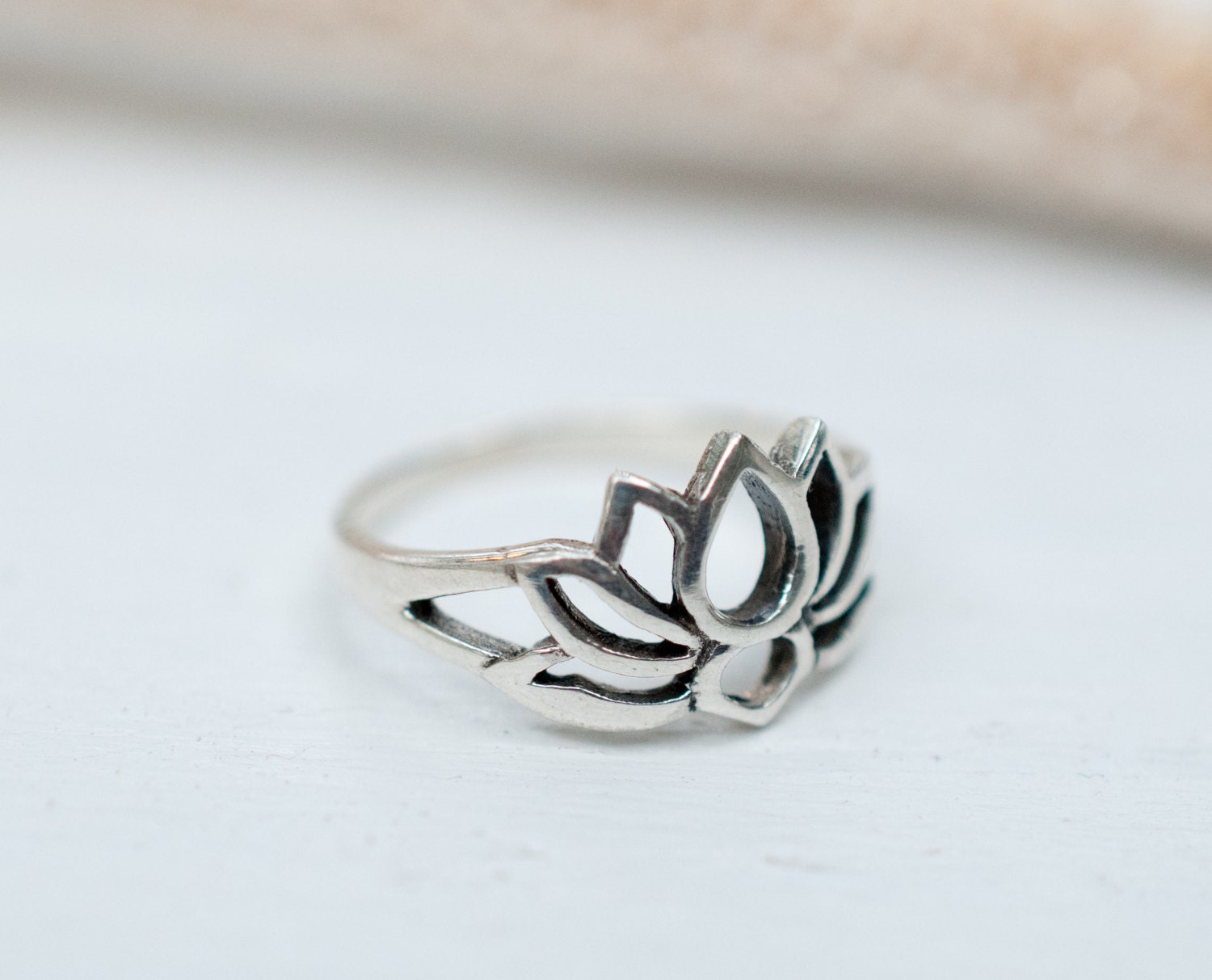 Lotus Midi Ring Flower Sterling Silver 925 Ring - Etsy