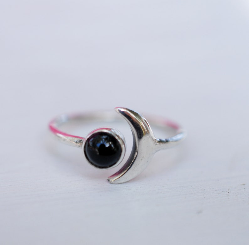 Antique Natural Black Onyx Ring 925 Sterling Silver Classy