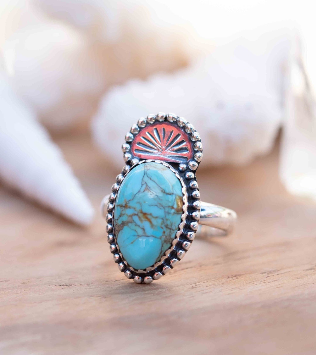 Vintage 925 Sterling Silver Oval Turquoise Ring - Etsy