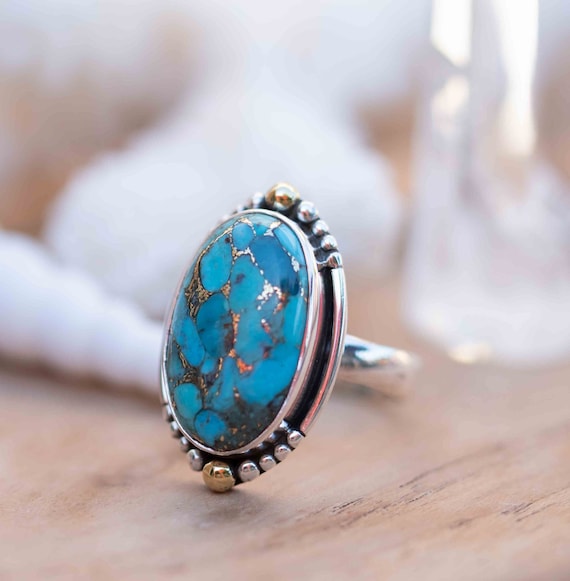 thumbnail image 2 of Vintage Sterling Silver Turquoise Ring, Fred Harvey Era Sterling Ring 2 of 9