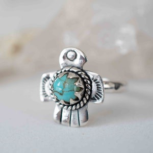 Turquoise Ring ~ Bird Ring ~ Sterling Silver 925 ~Handmade ~ Statement ~ Bohemian ~Jewelry ~Gift For Her ~Gemstone~December Birthstone~MR296