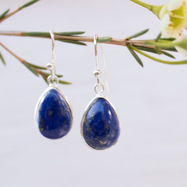 Lapis Lazuli Ohrringe ~ Sterling Silber 925 ~ Edelstein ~ baumeln ~ Handgemacht ~ Schmuck ~ Geschenk für Sie ~ Maresia ~ ME141
