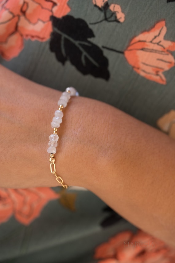 Moonstone Bracelet Gold Filled or Sterling Silver 925 Handmade