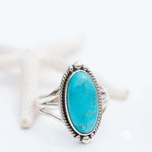 Turquoise Ring Sterling Silver 925 Handmade Statement Hippie Bohemian Jewelry Gift For Her GemstoneDecember BirthstoneMR249 image 4