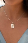 Turquoise or Moonstone Pendant ~ Rectangular ~ Sterling Silver 925  ~ Delicate ~ Bohemian ~  Charm ~ MN082