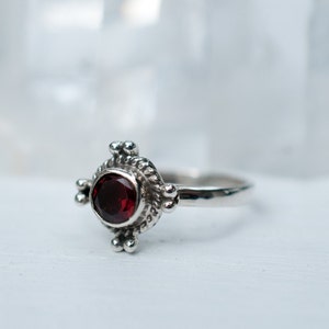 Garnet Ring Sterling Silver 925 Jewelry Handmade Everyday Casual Delicate Gift Boho Hippie Bohemian January MR097 image 1