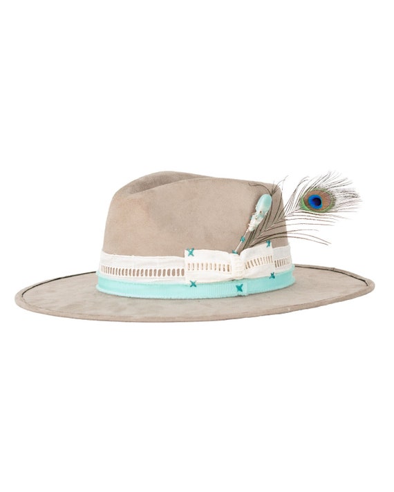 Fedora Hat One of a Kind Suede Bohemian 
