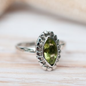 Peridot Ring ~ Sterling Silver 925 ~ Jewelry ~ Handmade ~ Everyday ~Casual ~Delicate ~August Birthstone ~Boho~Hippie ~Bohemian~Maresia MR013