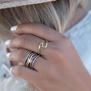 Spinner Ring~Spinning ~Spin ~Meditation ~Yoga~Anxiety ~Anti Stress~Large Band ~Sterling Silver 925 ~Handmade ~Mix Metals~Copper~Bronze MS022