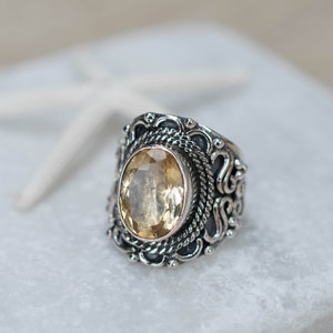 Citrine Ring Sterling Silver 925 Jewelry Handmade Everyday Casual Delicate November BirthstoneBoho Hippie Bohemian image 4