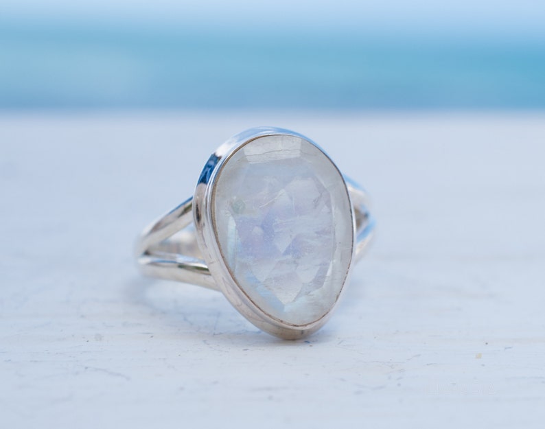 Moonstone Ring Sterling Silver 925 Handmade Gemstone Statement Everyday Oval stone Hippie BohemianJune Birthstone MR276 zdjęcie 1