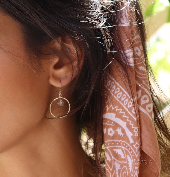 Herkimer diamond Earrings ~ 14k Gold Filled or Sterling Silver 925 ~Dangle ~ Jewelry  ~ Natural ~ Organic ~ Everyday  Boho ~ Hippie ~ ME150