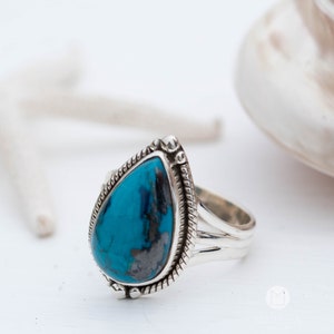 Azurite Tear Drop Ring Gemstone Natural Sterling Silver 925 Jewelry Handmade MR261 image 9