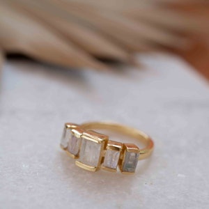 Moonstone Ring ~ Rectangular Stone ~ 18k Gold Plated ~ Jewelry ...
