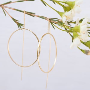 Threader Earrings ~ 18k Gold Plated or Silver Plated  Earrings ~ Circle~  Geometric ~Dangle Earrings ~ Handmade ~ Jewelry ~ ME130