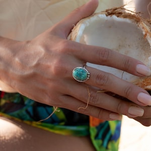 Turquoise Ring ~ Sterling Silver 925 ~ Handmade ~ Statement ~ Hippie ...