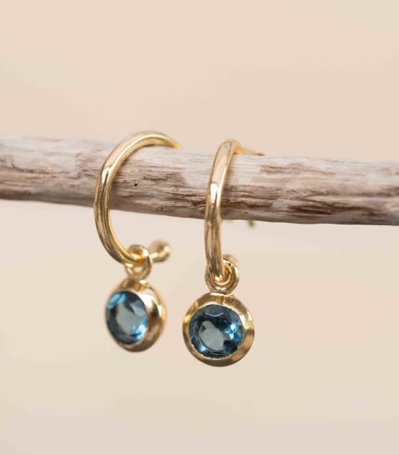 Iolite hydro Earrings ~ Stud ~ Jewelry ~ 18k Gold Plated ~ Natural ~ Minimalist Everyday ~ Gift for Her ~ Boho ~ Hippie ~ ME202